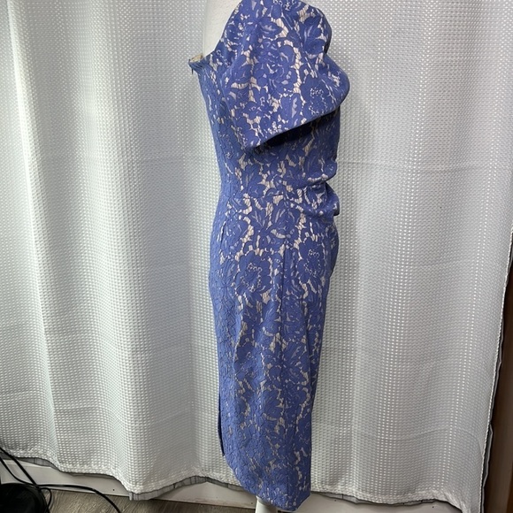 Vince Camuto Dress Off Shoulder Lace Periwinkle Blue Size 6 Pencil Skirt - Picture 6 of 16